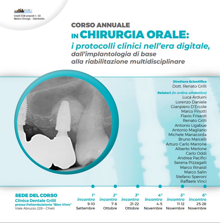 Corso annuale in Chirurgia Orale: i protocolli clinici nell’era digitale, dall’implantologia di base alla riabilitazione multidisciplinare